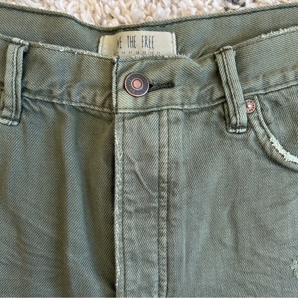 We The Free x Free People Loving Good Vibrations Cut Off Green Jean Shorts, 30 - Picture 10 of 16
